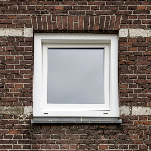 Detailopname wit kunststof kozijn op bakstenen gevel van een woning in Raalte