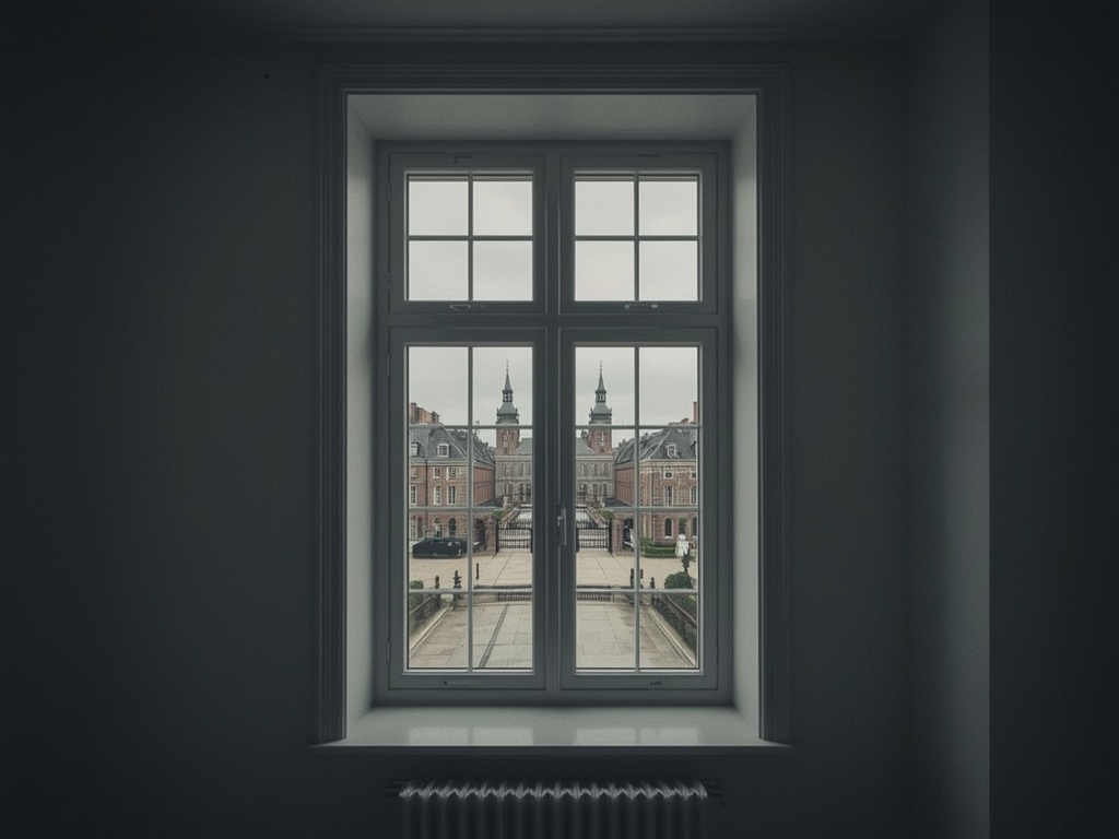 Interieur Staphorster woning met uitzicht door kozijnen over het coulisselandschap