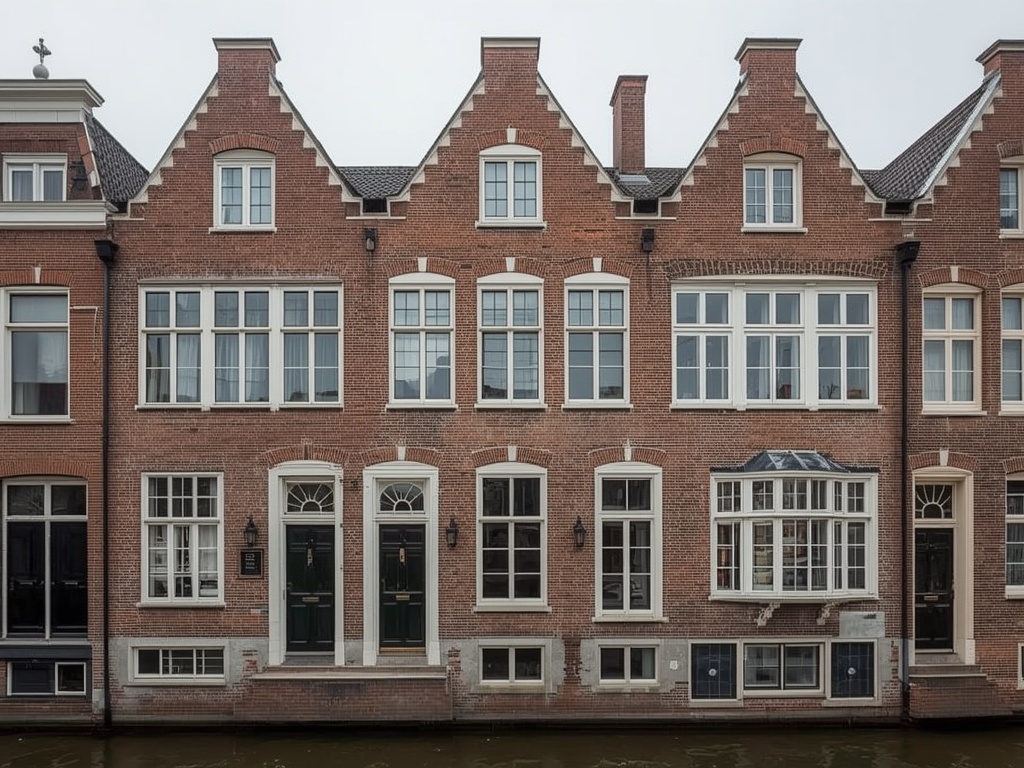 19e-eeuws stadspand Deventer binnenstad met nieuwe witte kunststof kozijnen