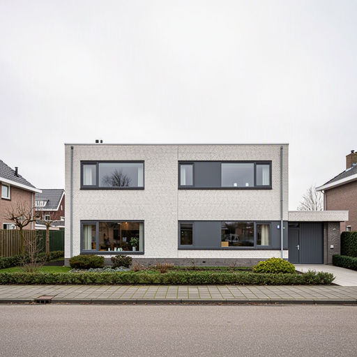 Moderne bungalow Ommen met grijze antraciet kunststof kozijnen en zwarte deur