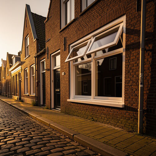 Witte kunststof draaikiepramen met HR++ glas in een rijtjeshuis